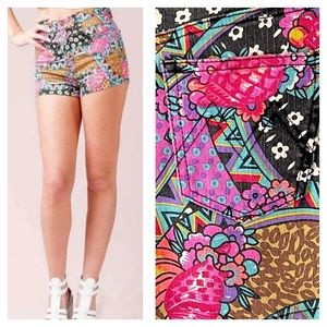 Minkpink Multicolor Patchwork Floral Cheeky Shorts Size Small